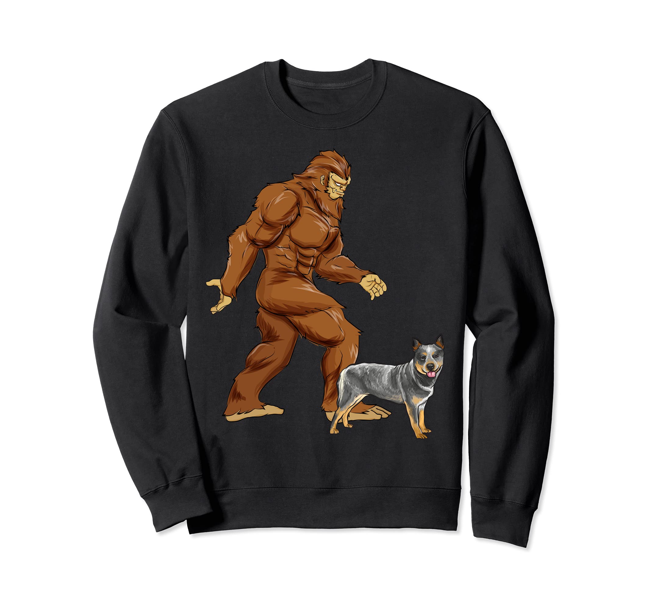 Funny Bigfoot Walking Australian Cattle Dog Sasquatch Dog Sweatshirt