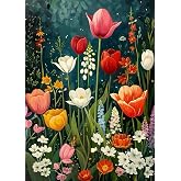 MYBISYMQQ Flower Stamped Cross Stitch Kits, DIY Flowers Cross Stitch Ornament Kits for Adults Beginners, Counted Embroidery Needlepoint Kits Home Decor 15.7x11.8 inch