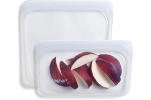 Stasher Silicone Reusable Food Storage Bags, 2-Pack, Reusable Freezer Bags, Microwave, Dishwasher, Oven Safe, Sous Vide, Prem