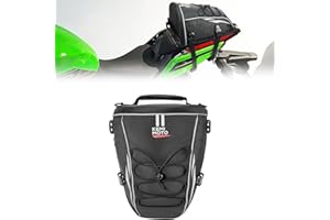 KEMIMOTO Motorcycle Tail Bag Waterproof Storage Bag Rear Rack Bag Tool Bag With shoulder strap and Waterproof Cover 10L Silver