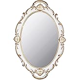 YCHMIR Vintage Mirror Small Wall Mirror 14.5 x 10 inchs Oval White