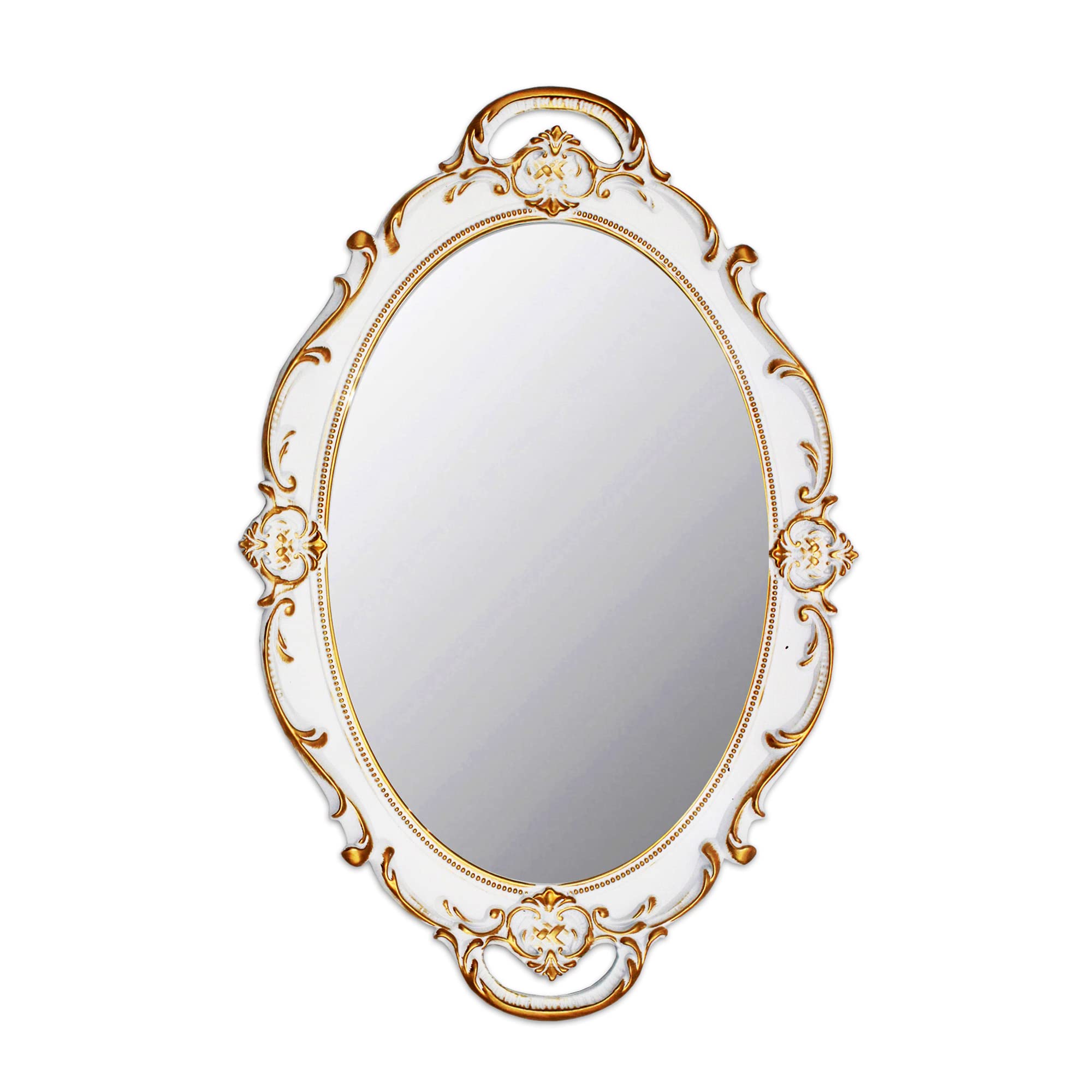 YCHMIR Vintage Small Wall Mirror 37 x 25.4 cm Oval White