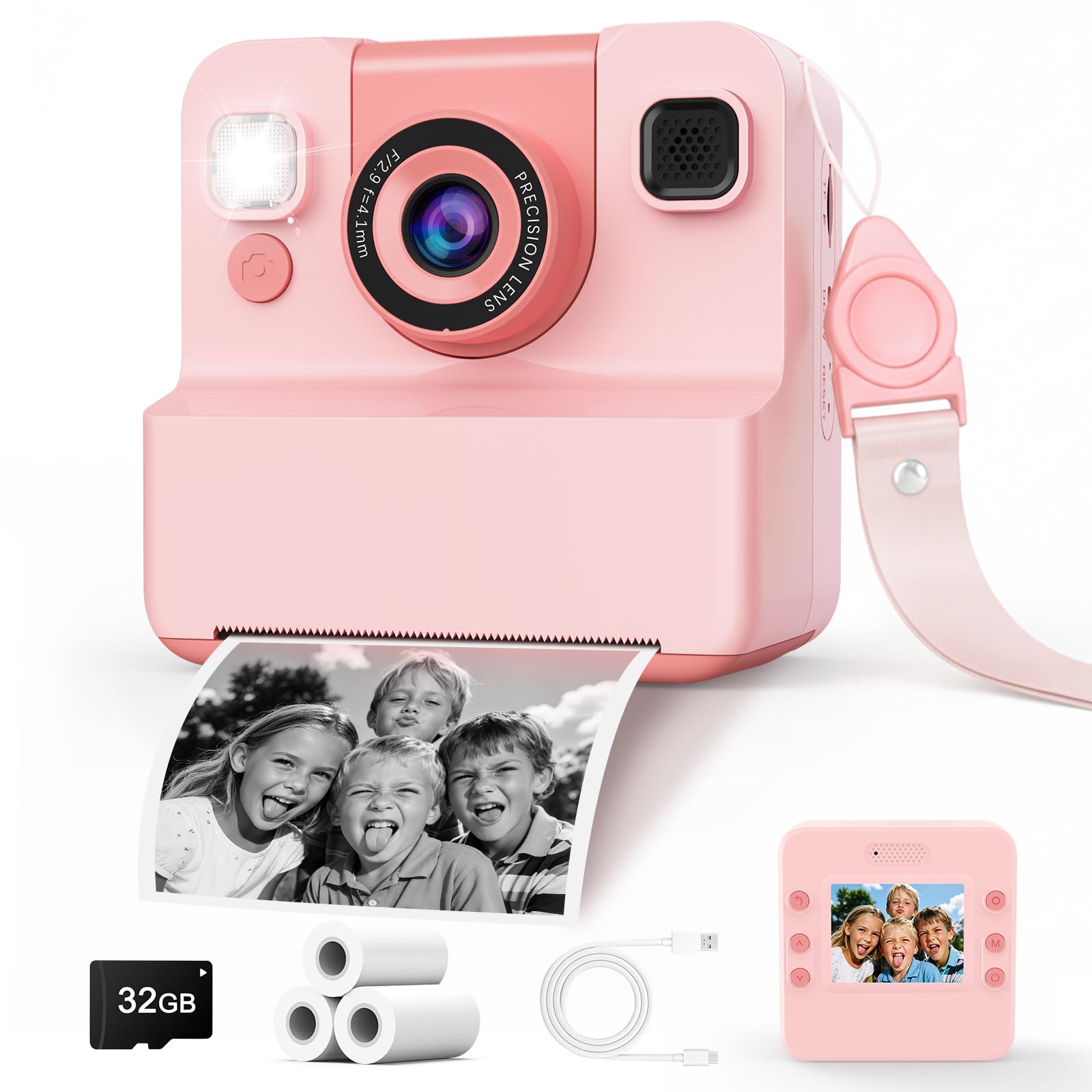 Yidoroye Kids Camera Instant Print, Gifts for 3 4 5 6 7 8 9 10 Year Old Girls Birthday Presents 1080P Video & 32GB SD 2.4'' Screen Instant Print Camera for Kids Toys for 3-10 Year Old Girl Gifts Xmas