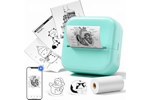 WCZ Sticker Printer M02X Inkless Mini Print Pod Bluetooth Portable Sticker Maker Machine Thermal Printer Come with 1 Roll Paper for Study Notes,Memories, Photo,Gift