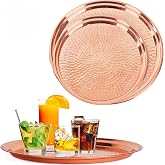 2-Pack Copper Tray - Large 15" Round, Medium 13" Round - Rose Gold Decorative Serving Trays by Bonito Home
