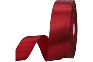 CLMENTP 1 inches 50 Yard Wine red Satin Ribbon for Gift Wrapping, Wedding, Crafts, Christmas,Easter, Floral, Hair, Invitation Decorations and More