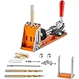 VEVOR Pocket Hole Jig Kit, Adjustable and Easy to Use Pocket Hole Jig System with Step Drills, Wrenches, Drill Stop Rings, Screws and Square Drive Bits, Dual Scale Marks, for DIY Carpentry Projects