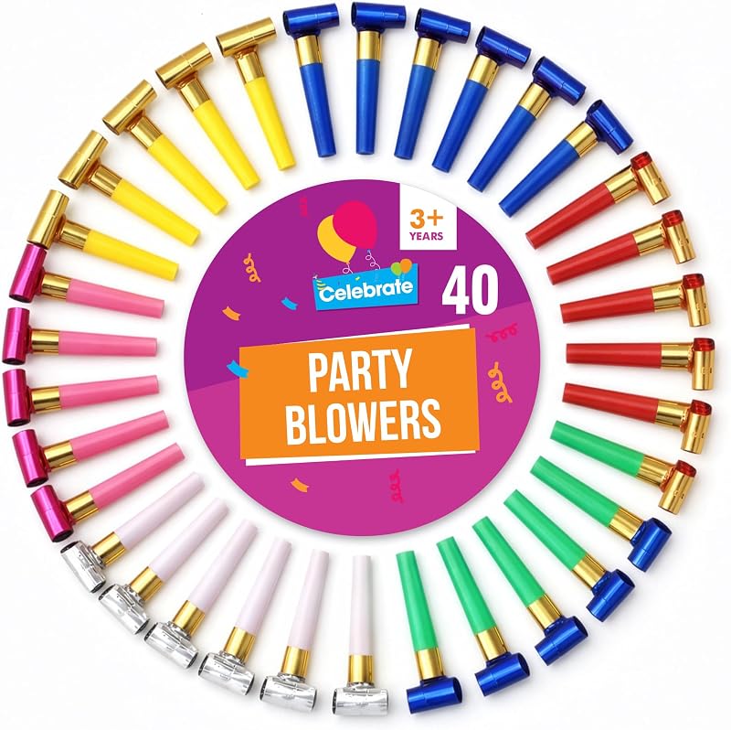 SOL 40pk Party Blowers Assorted Colours Kids Noise Makers