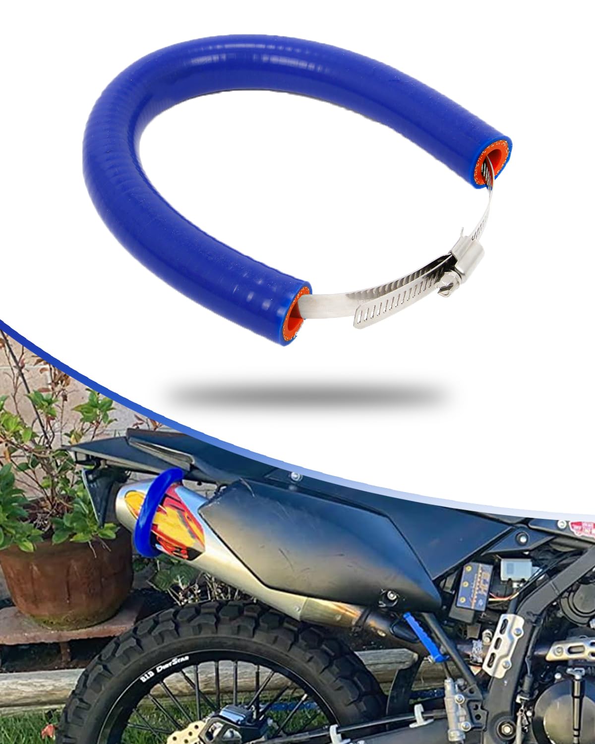 Photo 1 of NACORE Motorcycle Exhaust Pipe Muffler Protector Ring Universal for Motorcycle, Dirt Bike, Street Bike, 25.2'' BLUE