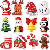 Watersay 12 Pcs Christmas 3D Silicone Focal Beads for Pens Xmas Character Beads Bulk Funny Snowman Tree Gingerbread Santa Claus for Keychain DIY Crafts Necklace Bracelet Lanyards Making Kit Supplies