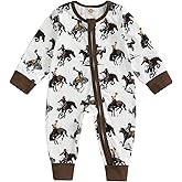 Western Baby Boy Clothes Fall Zipped Cowboy Romper Outfit Infant Cow Print One-piece Jumpsuit Overall Country Stuff