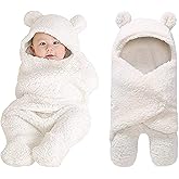 XMWEALTHY Cute Newborn Baby Boys Girls Blankets Plush Swaddle Blankets White