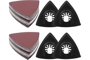 LOUZAGO 54 Pcs Oscillating Tool Sanding Kit, 4 Triangle Sanding Pads & 50 Triangle Sandpapers (60/80/100/120/240 Grits), 3-1/8" (80mm) Sanding Sheet Attachments