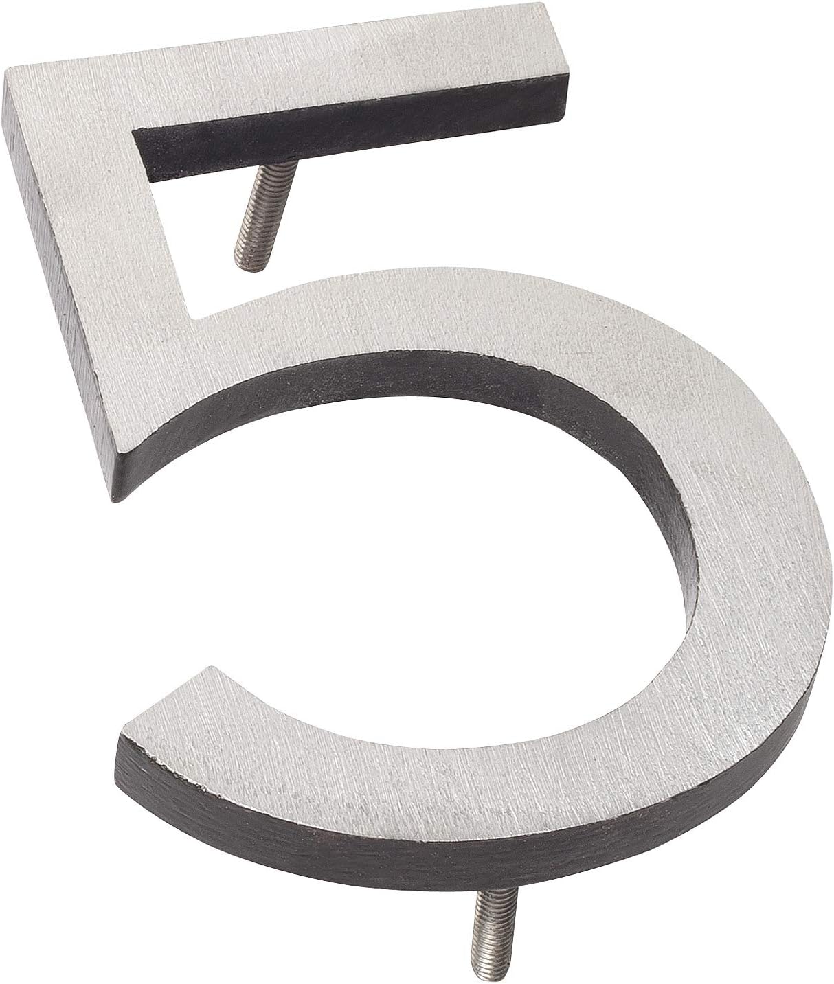 Address Signs - Montague Metal Products MHN-04-F-BK2-5 Solid Brushed Aluminum Modern Floating Address House Numbers, 4