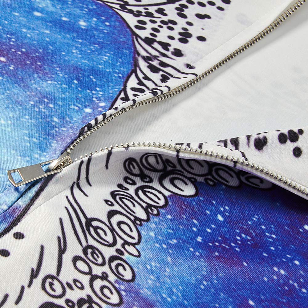 Youth Boys Galaxy Autumn Hoodie Zip-Up Sweatshirt with Pouch Pockets Top Hooded Shirts for Teens Outdoor Sport L