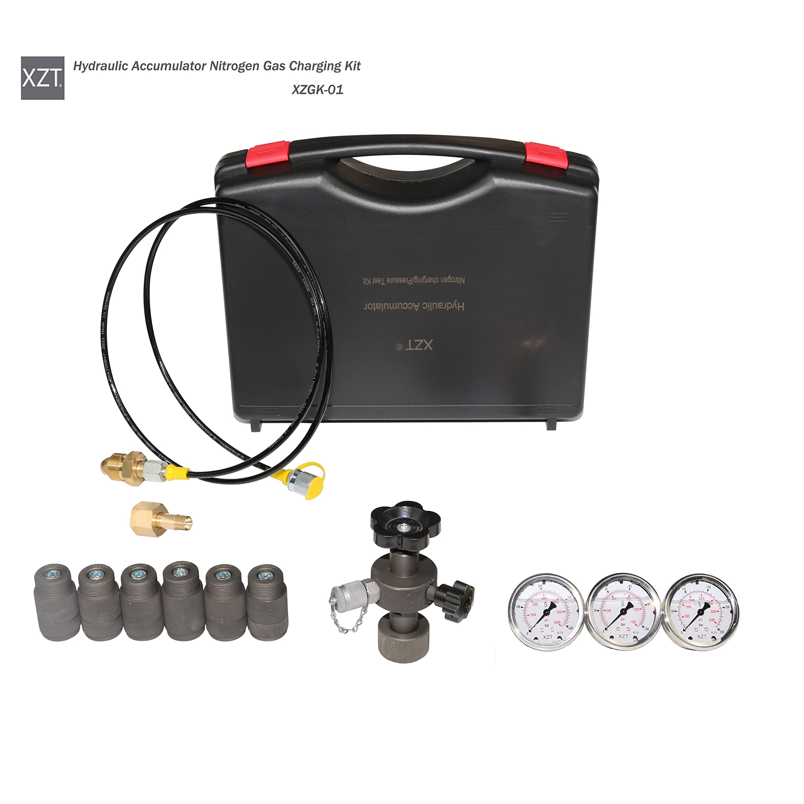 Tuyau Hydraulique Avec Manomètre 0-600 Bar - Raccord Test Pression M16 X 2-BSP1/4 Pour Systèmes Hydrauliques