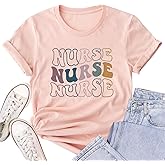 Nurse Shirts for Women Nurse Gift Tee Nursing School Tops Casual Short Sleeve Inspirational T Shirts
