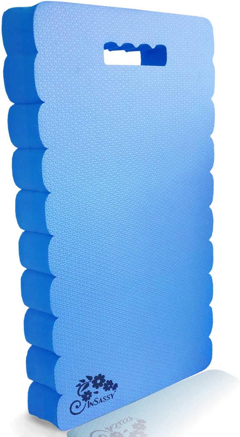 InSassy Garden Kneeler Pad - Kneeling Mat Gardening Baby Bath Work Yoga Exercise & Prayer - High Density Knee Pad, Blue (Largest & Thickest - 22 x 11 x 1 1/2 Inches)