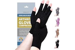 DRNAIETY Compression Gloves- Arthritis Gloves for Men & Women Hand Pain, Rheumatoid, Swelling, Carpal Tunnel Pain, Tendonitis, Anti-Slip Fingerless for Typing Daily Work(M, Black)