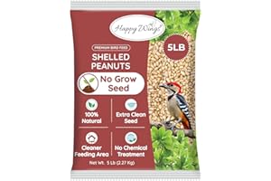 Happy Wings Shelled Peanuts Seeds Wild Bird Food - 5 Pounds I No Grow Seed I Bird Seed for Wild Birds
