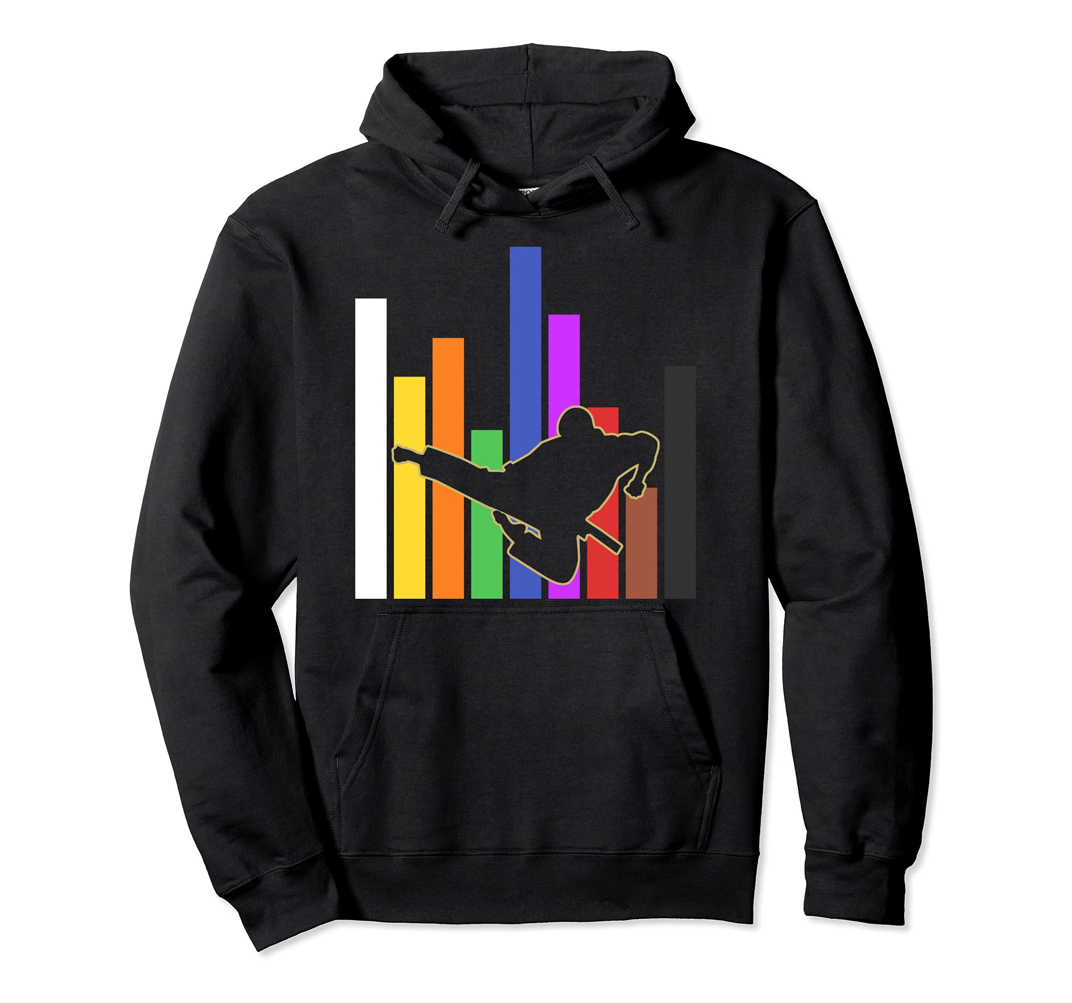 Colorful Sparring Athlete Martial Arts Black Belt Karate Pullover Hoodie