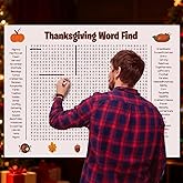 AyeBeau Thanksgiving Word Search Poster, Giant Holiday Word Find Wall Poster for Thanksgiving and Christmas, 36" X 24" Wall Game with 50 Words for Family Holiday Party Activity (Thanksgiving)
