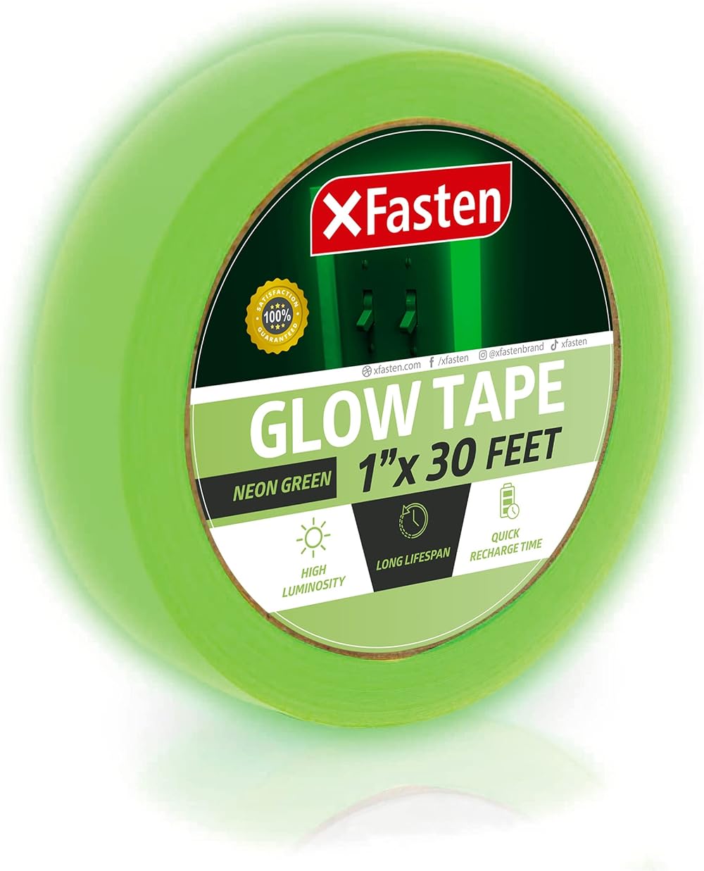 XFasten Glow in the Dark Tape Yellow/Green 1 Inch x 30 Foot Duct Tape