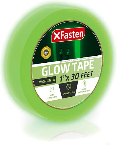 XFasten Glow in the Dark Tape Yellow/Green 1 Inch x 30 Foot Duct Tape