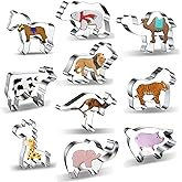 Animal Cookie Cutters Shapes for Kids Baking Large - Safari Zoo Animals 10 Piece Cookie Cutter Set with Horse, Polar Bear, Camel, Cow, Lion, Giraffe, Tiger, Kangaroo, Elephant, Pig Cookie Cutter Mold