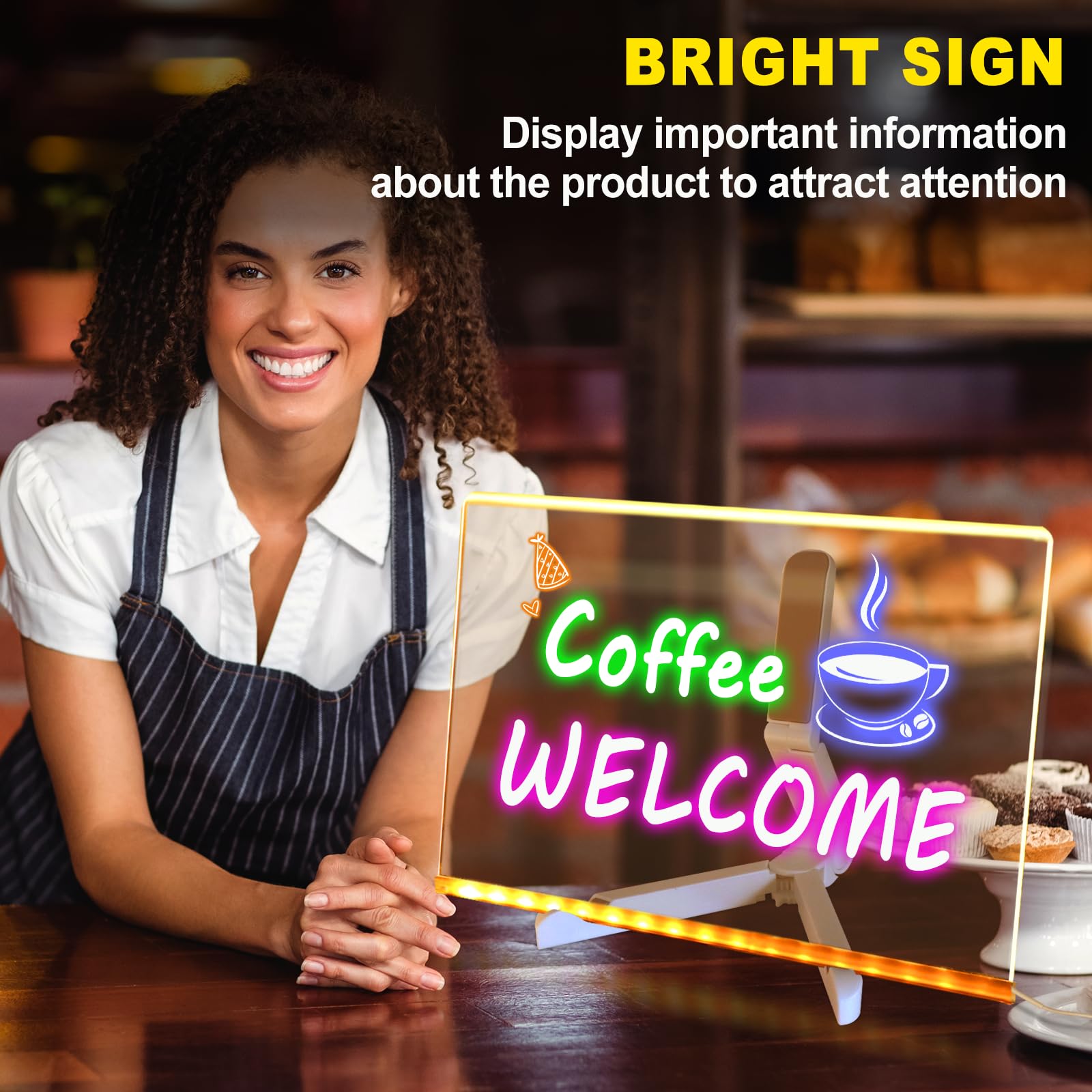 LED Note Board with Colors Christmas Gifts for Teens, Led Message Note Board Writing Board Drawing Board for Kids, Acrylic Light Up Dry Erase Board for Festival Decoration 7 Markers, 11.8 X 7.9in