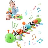 LIGHTDESIRE Baby Toys Sensory Musical Caterpillar Infant Toys 3 6 12 Months | Stuffed Animals with Ruler Design,Mirror,Pull String,Crinkle&amp;Rattle Baby Teething Toy for Tummy Time Boy Girl Shower Gifts