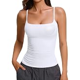 Avidlove Womens Padded Cami Tank Tops Double Lined Spaghetti Strap Built in Bra Shirts Slim Fitted Basic Camisole Top