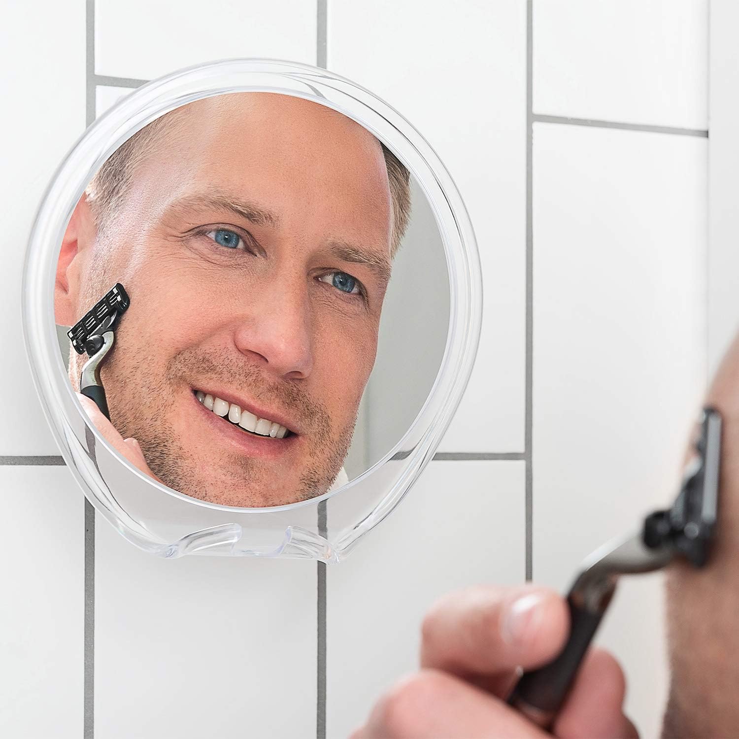 Luxo Shower Mirror, Shaving Mirror with a Razor Holder for Shower and Powerful Suction Cup - Shatterproof Anti Fog Mirror for Shower and Tweezers: Kitchen & Dining