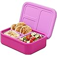 LunchBots Build -a- Bento Lunch Box, Silicone Bento Box for Kids, Multi-Compartment Lunch Container, Oven & Dishwasher Safe, BPA Free, 28 oz - Pink