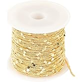 Jabogrii 32.8 Feet 18K Gold Plated Brass Jewelry Making Chains Flat Round DIY Necklace Bracelet Chain for Jewelry Making