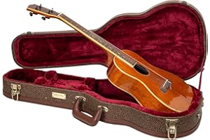 Crossrock Wooden Baritone Ukulele Case for 30'' & 31'' | Blossom Brown Faux Leather, Stainless Steel, Latches, Storage Compar