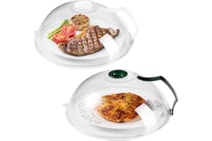 QEOSVVE Microwave Splatter Cover, Microwave Cover for Foods BPA-Free, Microwave Plate Cover Guard Lid with Handle, Hanging Hole and Adjustable Steam Vents Microwave Oven Cleaner Large-2 PACK