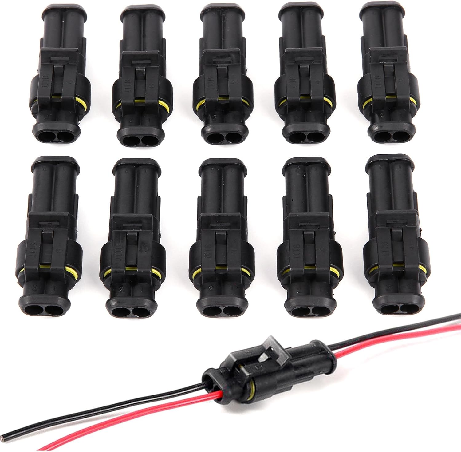 Set van 10 connectoren, waterdicht, 2polig, snelverbinder, superseal, stekker