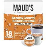 Maud's Salted Caramel Flavored Coffee Pods, 18ct | Medium Roast Flavored Coffee in Single Serve Pods &ndash; Compatible with Keurig Coffee Makers
