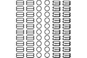 Lilaly 60 Pcs 12mm Bra Hooks for Straps 3 Styles Sewing Hooks Bra Rings and Sliders for Bra Straps(Black)