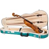 Crossrock Shaped Violin Case for 4/4 Full-Size Violin | Interior Accessory Compartment, 2 Bow Holders, Security Lock, Detachable Shoulder Straps - Mint Blue (CRA880VFMB)