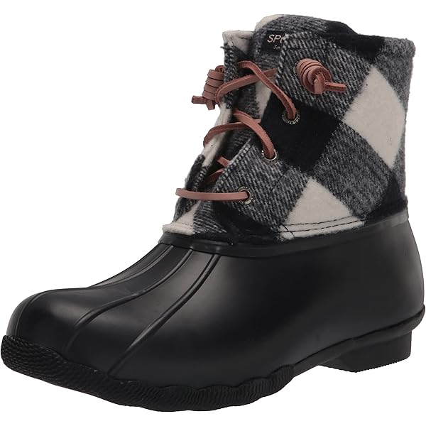 sperry saltwater duck boots red plaid