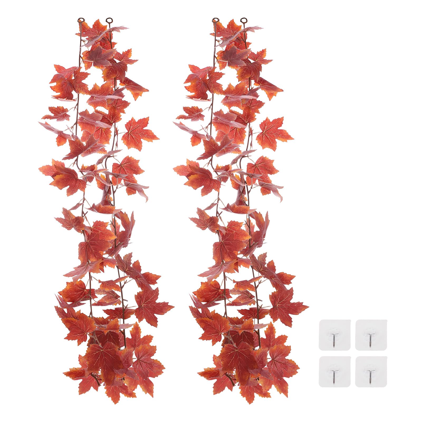 PATIKIL Fall Garland 5.7Ft/Piece, 2 Pack Artificial Autumn Foliage Garland Maple Leaves Hanging Vines Leaf Decoration for Home Wedding Fireplace Party,Brown