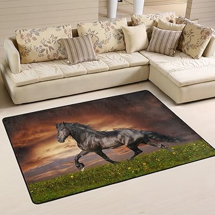 Amazon Com Black Horse Area Rug Carpet Non Slip Kitchen