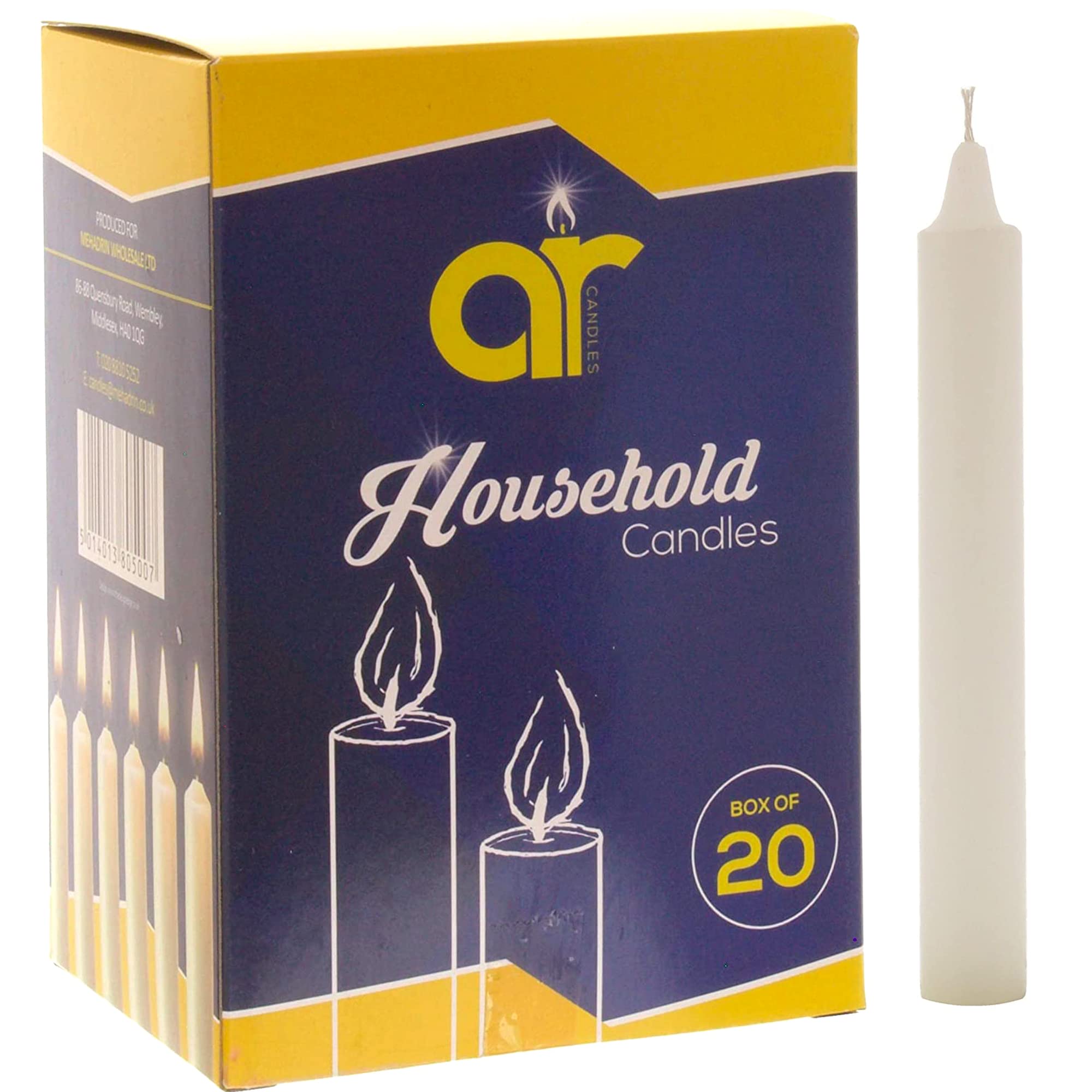 AR Candles - Unscented White Household Candles 11.8cm – Pack of 20 – Shabbos/Shabbat Candles for Emergency, Power Cuts, Home Use, Prayer, Vigil, Church, Decoration, Long Burn & Everyday Use