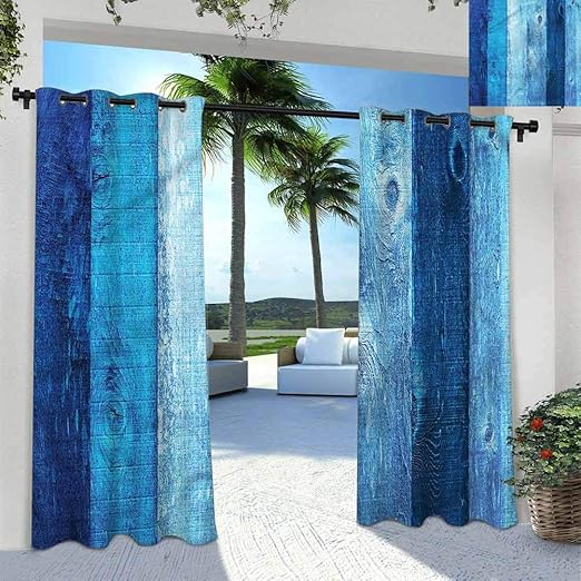 Anmaseven Navy Blue Patio Curtain Panel Outdoor UV