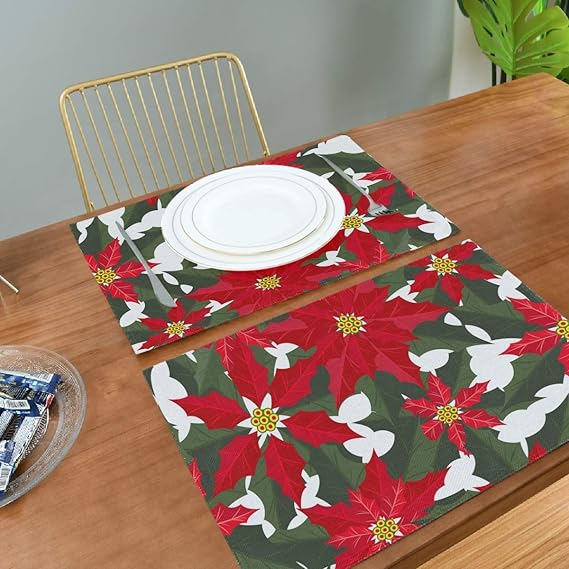 Christmas Place Mats Set of 1 for Kitchen Dinner Burlap