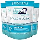 Epsoak Muscle Soak 6 lbs. - Soothe Muscle Aches & Pains and Reduce Inflammation with Epsom Salt and Premium Eucalyptus & Peppermint Essential Oils (Qty 3 x 2 lb. Bags)