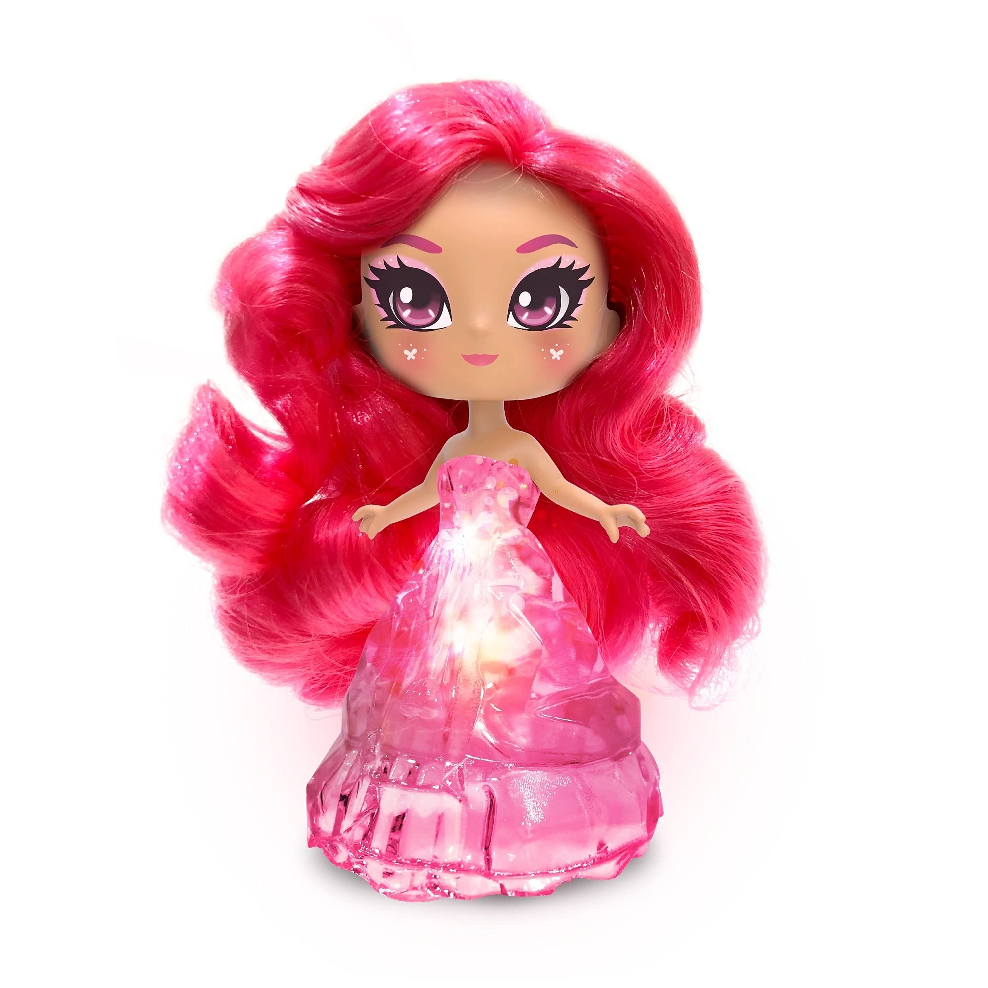 Skyrocket Crystalina Dolls - Rose Quartz, Girls Collectable Toy with Colour Changing LED Dress and Amulet Necklace, Suitable for Girls and Boys Age 3 and Above