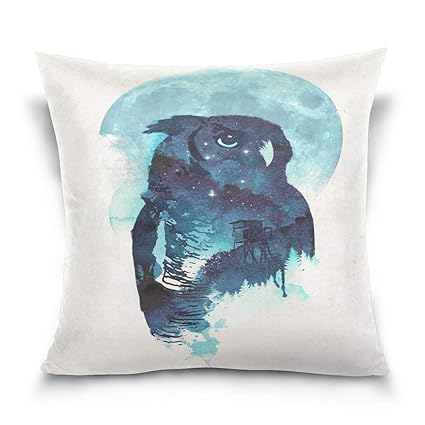 Amazon Com Boyce22par Night Owl Cotton Throw Pillow Case Sofa